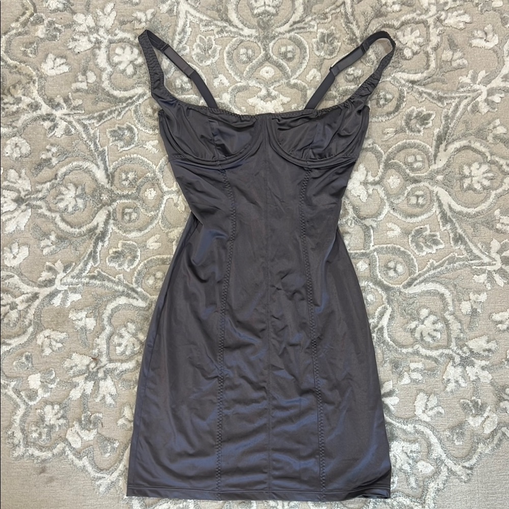SKIMS Elegant Grey Slip Dress in Medium